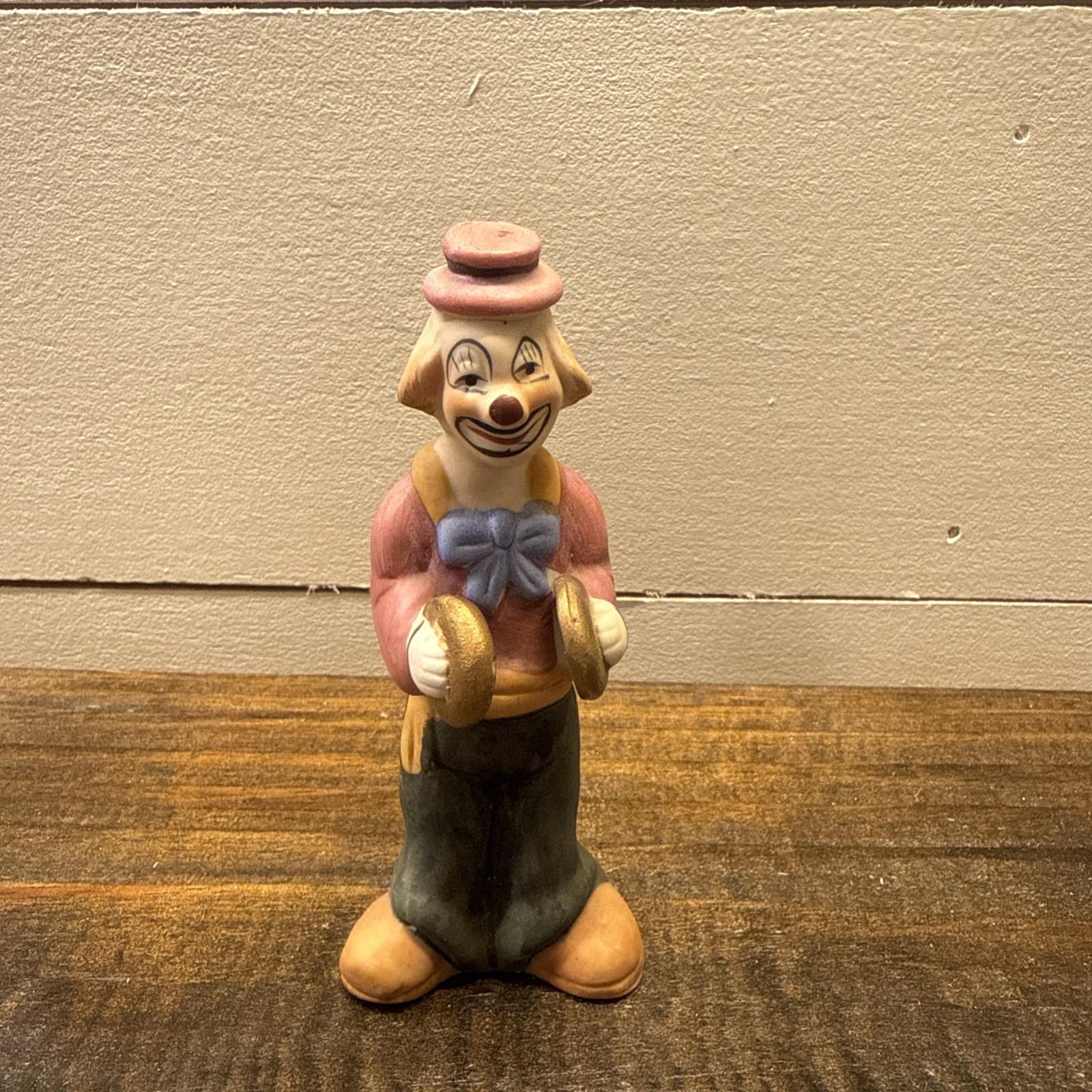 Vintage VO&GC Happy Clown with Cymbals Figurine, 5” tall, Made in Taiwan