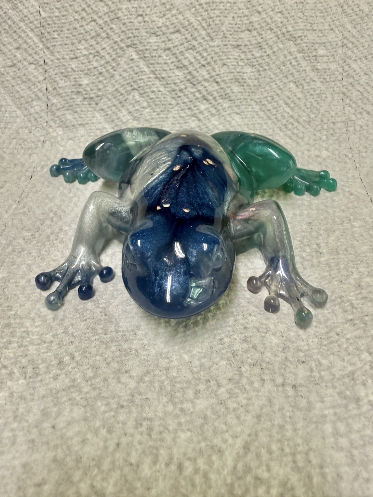 FROG Home Decor Handcrafted Ocean Tye-Dye Effect Epoxy One of Kind Figure
