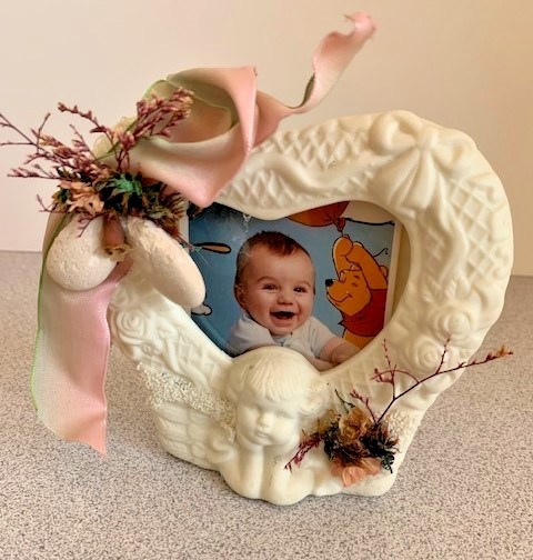 Picture Frame Figurine of Angelic Baby Boy / Girl for Baptism or Christening