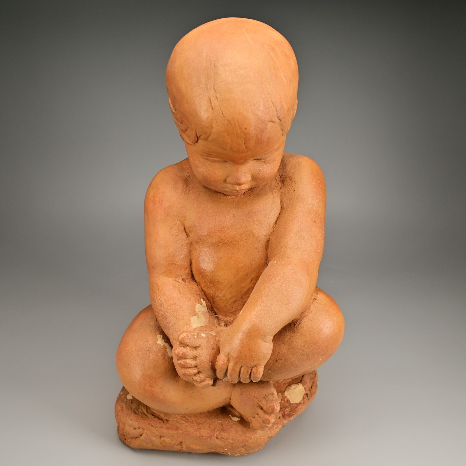 MPI BBW Museum Original Vintage Signed Terracotta Ceramic Baby Statue Sculpture