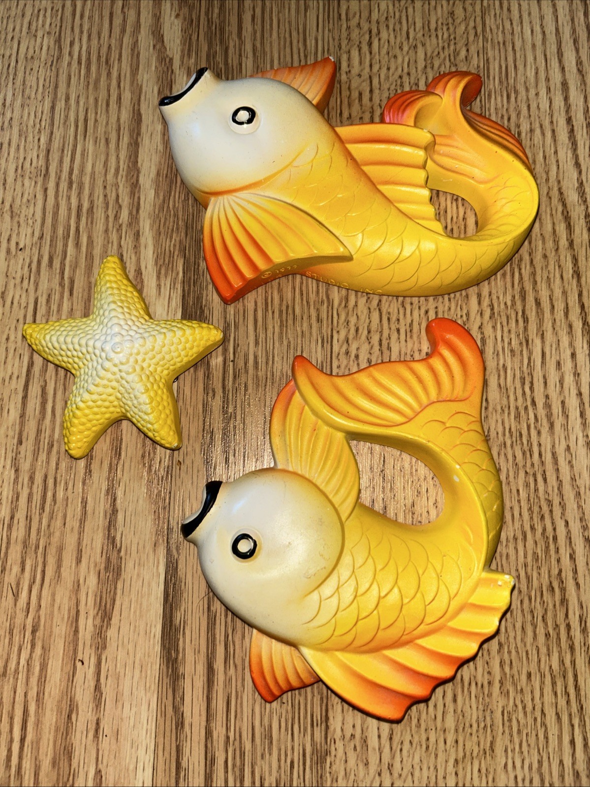 Miller Studios Chalkware Fish Wall Decor Set 1970s MCM Bathroom Rare