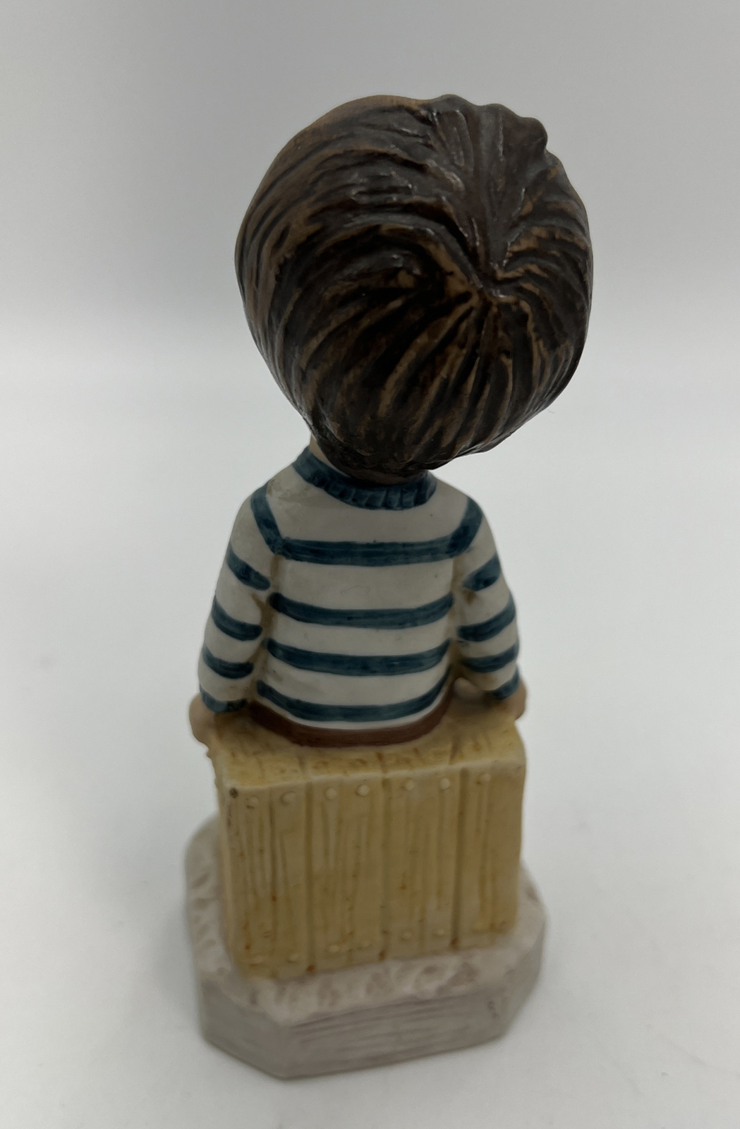 1971 Moppets Fran Mar Boy Sitting On Bench Figurine