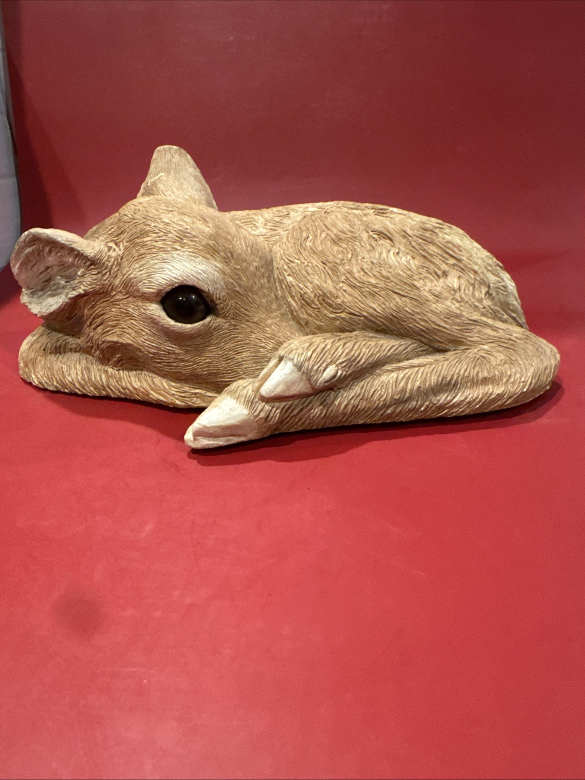 Vintage SANDICAST Fawn Resting by Sandra Brue 9” Long-Very Nice Condition!