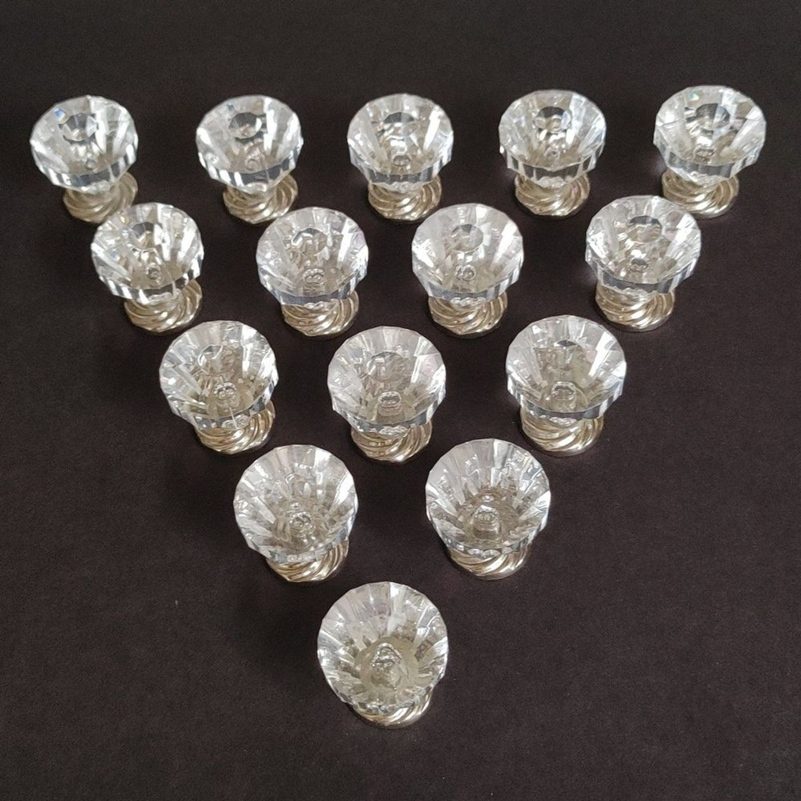15 Pcs Acrylic Crystal Cabinet Drawer Knobs w Polished Chrome Swirl Base