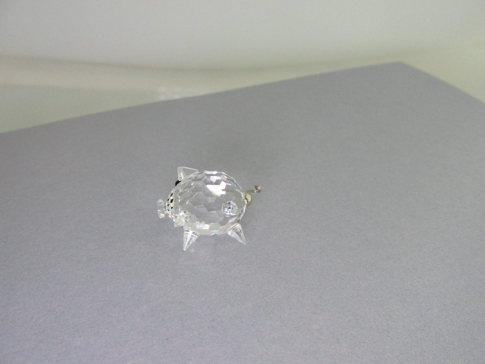 Swarovski Crystal Pig Wire Tail Black Eyes Clear Signed Swine Piggy Piglet