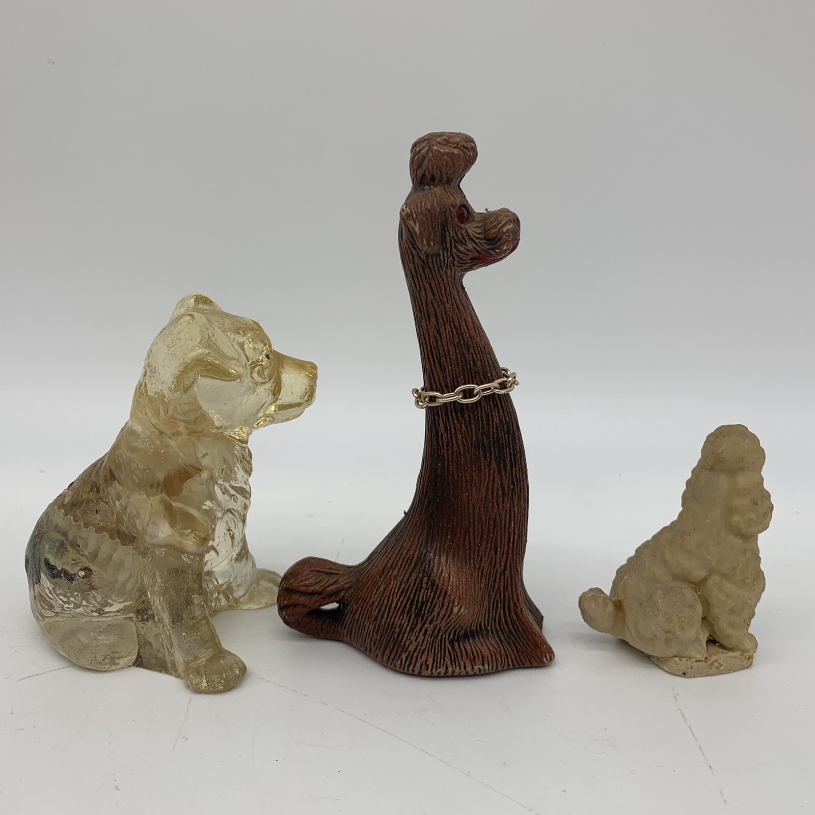 9 pc. VTG 1950s MCM Labrador & Poodle Dog Figurines – Ceramic Resin & Wood