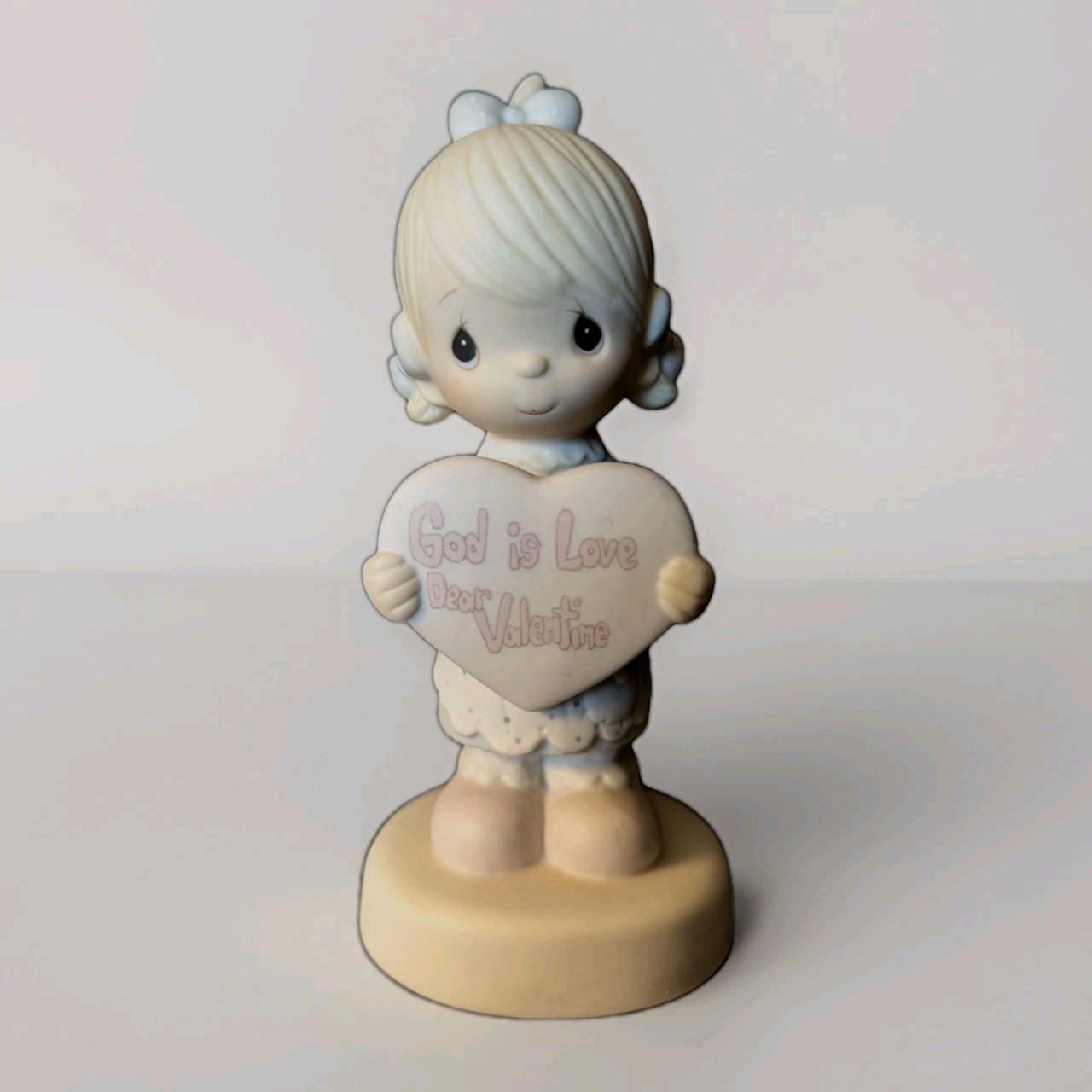 Vintage Precious Moments J&D Figurine E-7154 God is Love Dear Valentine 5.5″