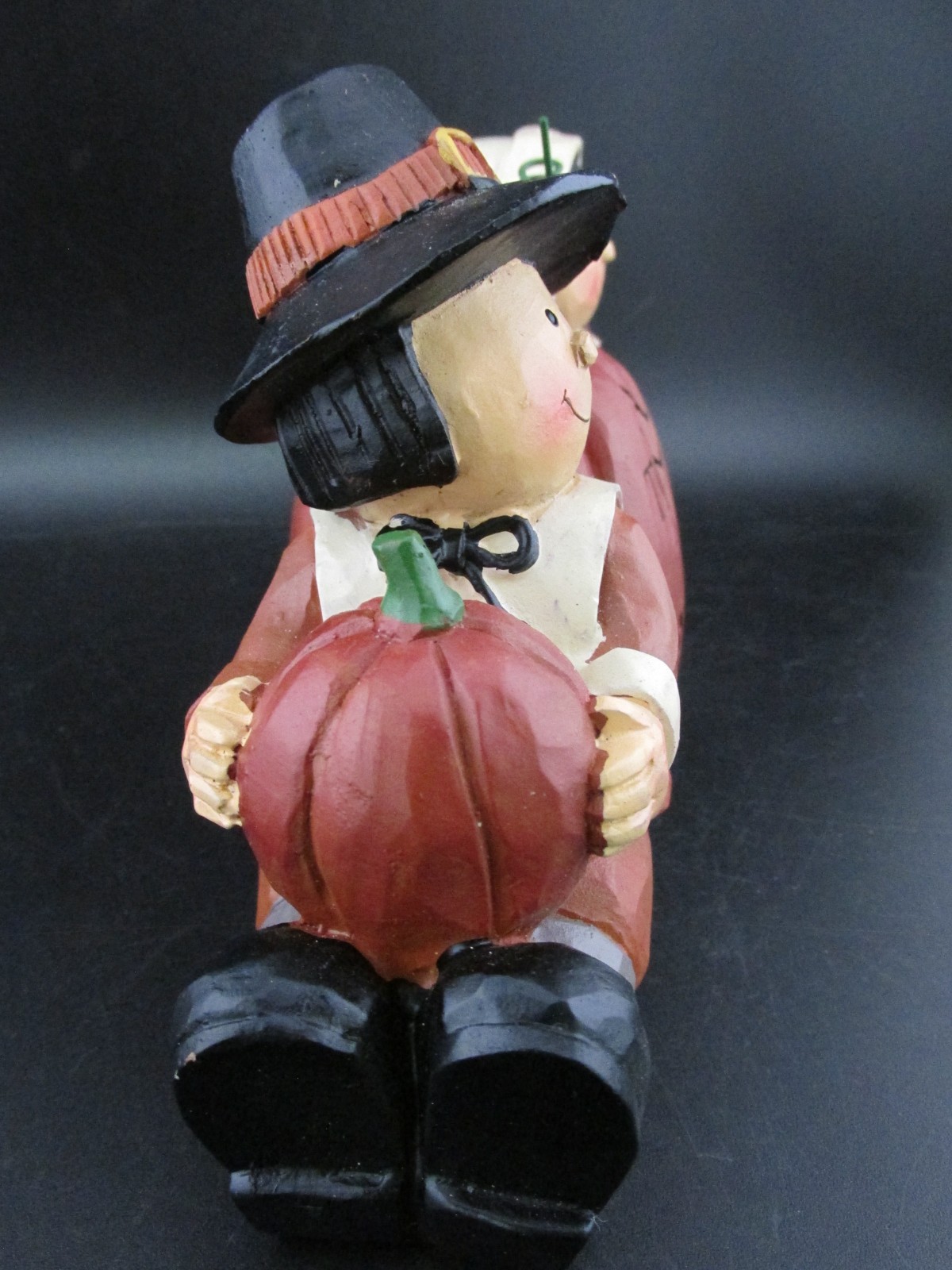 Blossom Bucket Pilgrims Pumpkin & Turkey Figurine Resin Thanksgiving Autumn Fall