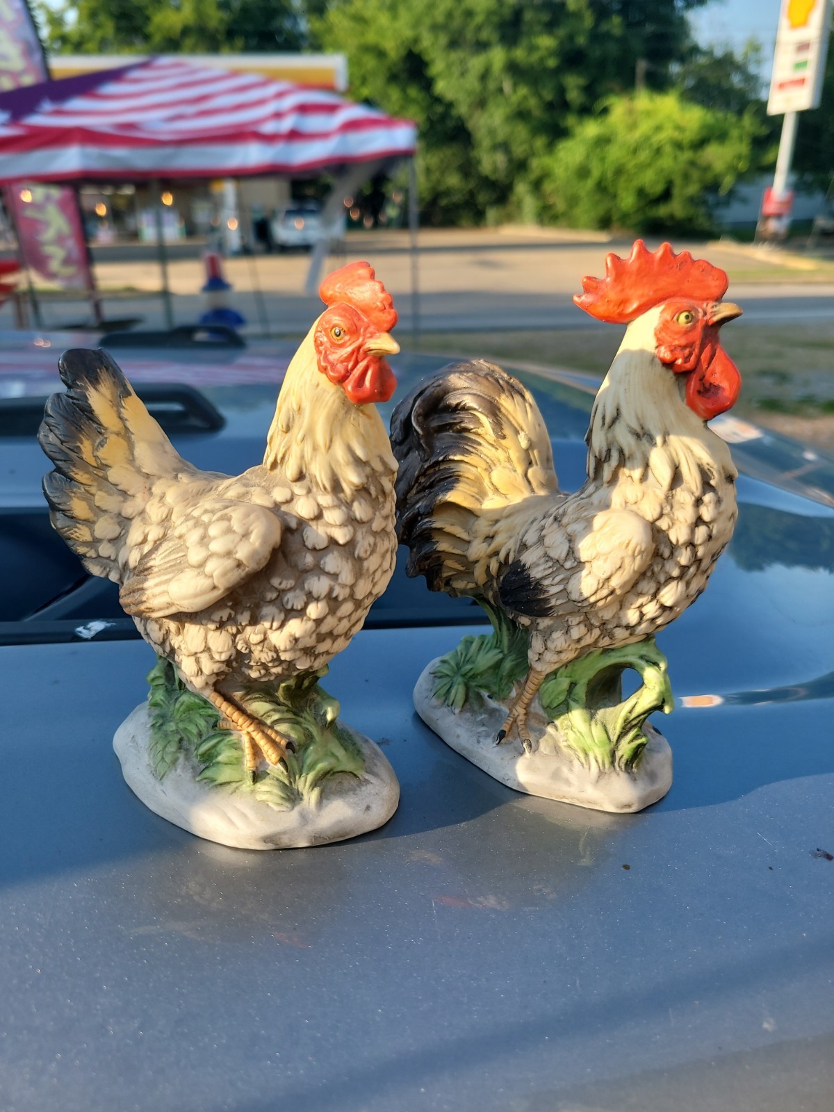 Homco Hen & Rooster Porcelain Figures 6 1/2″