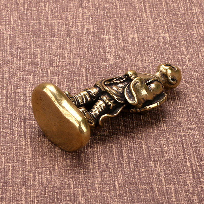 Solid Brass Monk Figurine Small Statue House Office Table Decoration Tea Pet