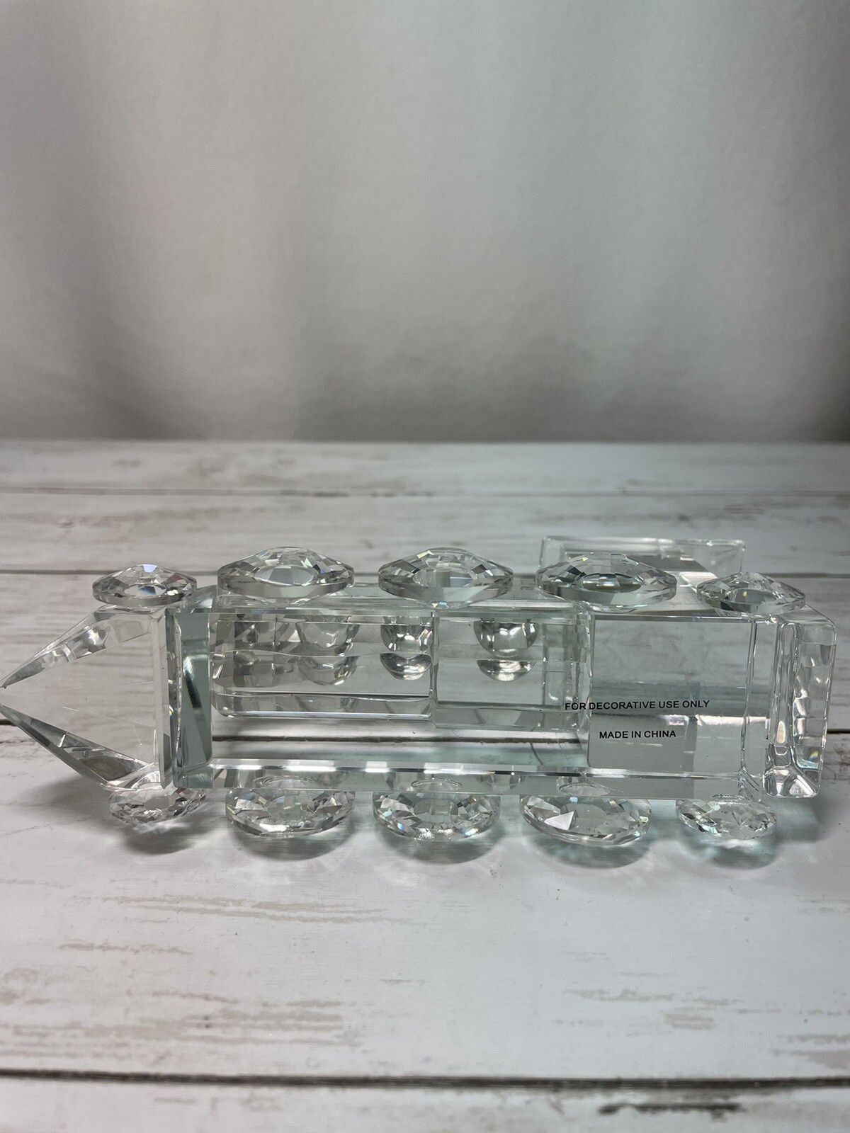 Crystal Locomotive, Cut Glass Figurine, 6.5″ long, 3″ tall, 1 lb. 4 oz. NEW