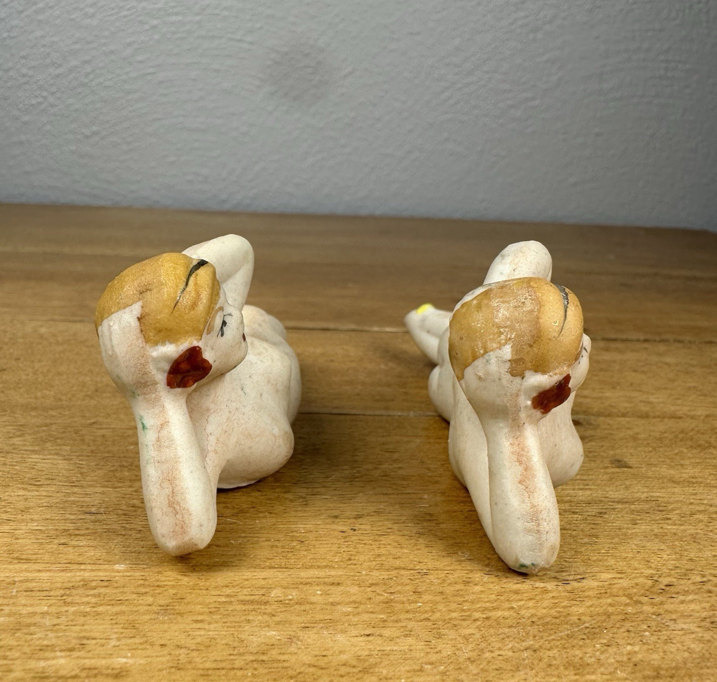 Lot of 2 VTG Mermaid Figurine Chalkware Japan 1950s MCM Reclining Nude READ