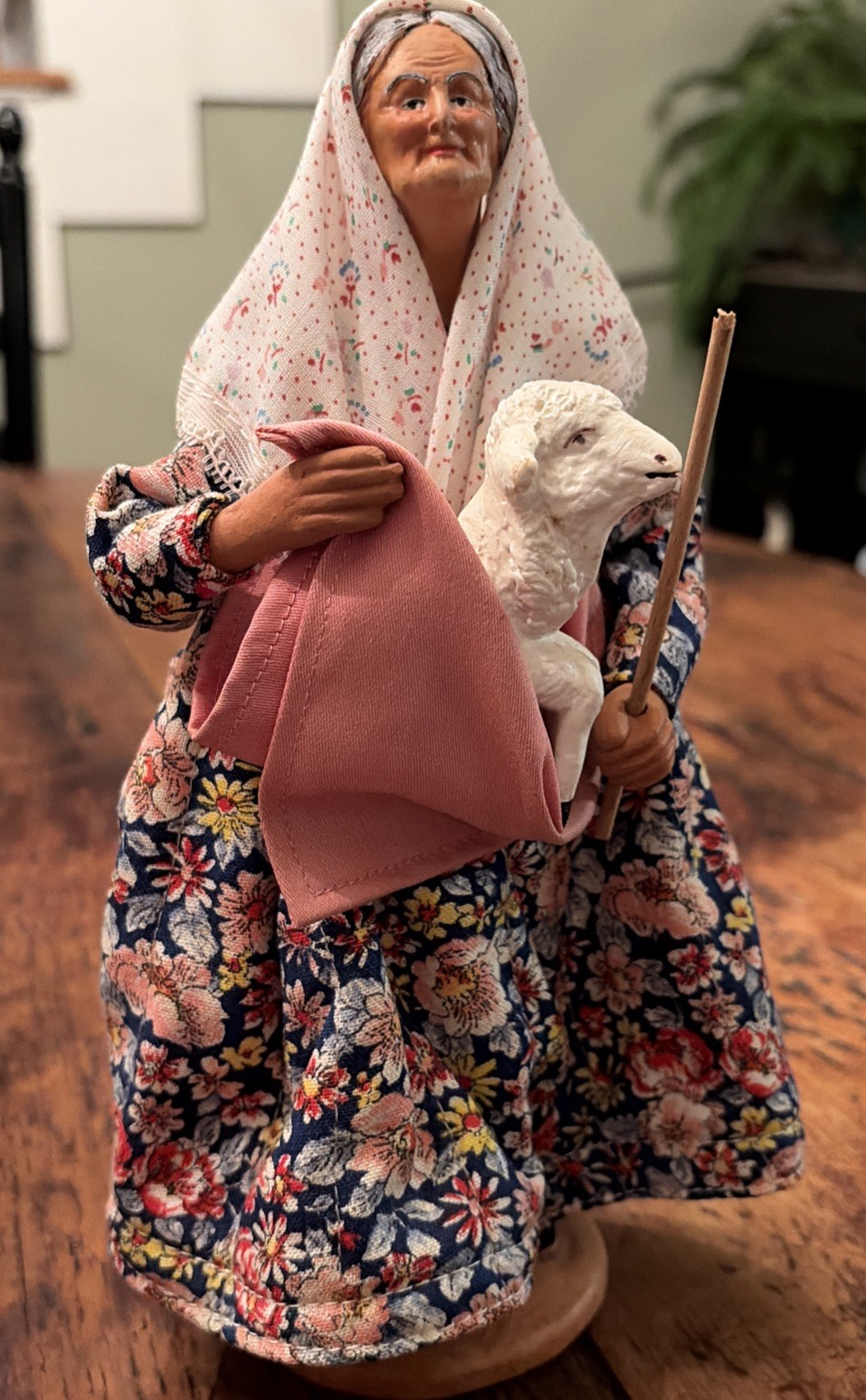 VTG Signed S Jouglas Santon de Provence French clay sheep tender Figurine 9.5H