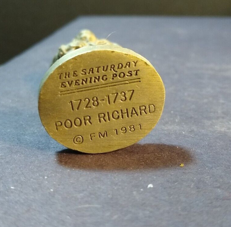 Saturday Evening Post pewter figurine 1728-1737 POOR RICHARD