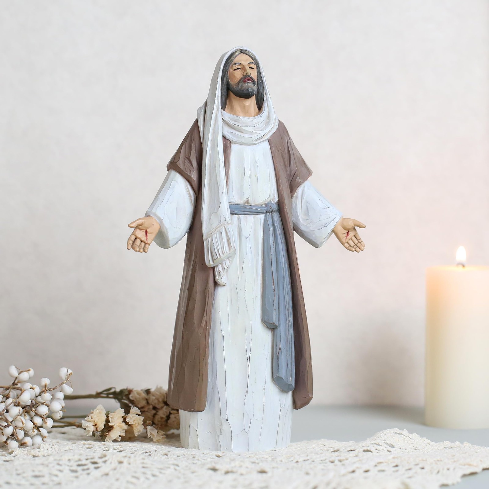 Jesus Christ Statue with Open Arms, Hand Painted Saint Statue Religious Moder…