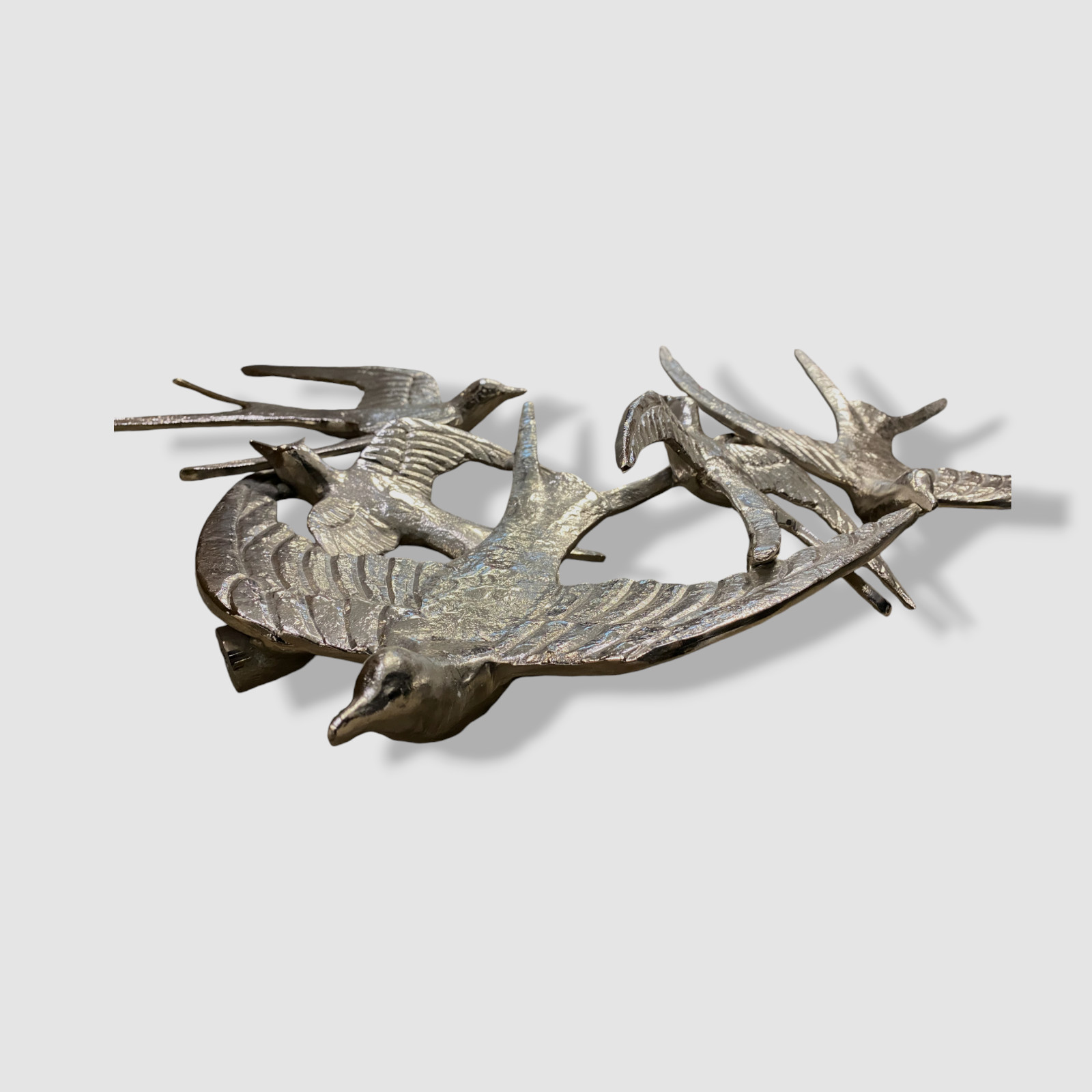 John Richards Silver Swallows In Flight Sculpture