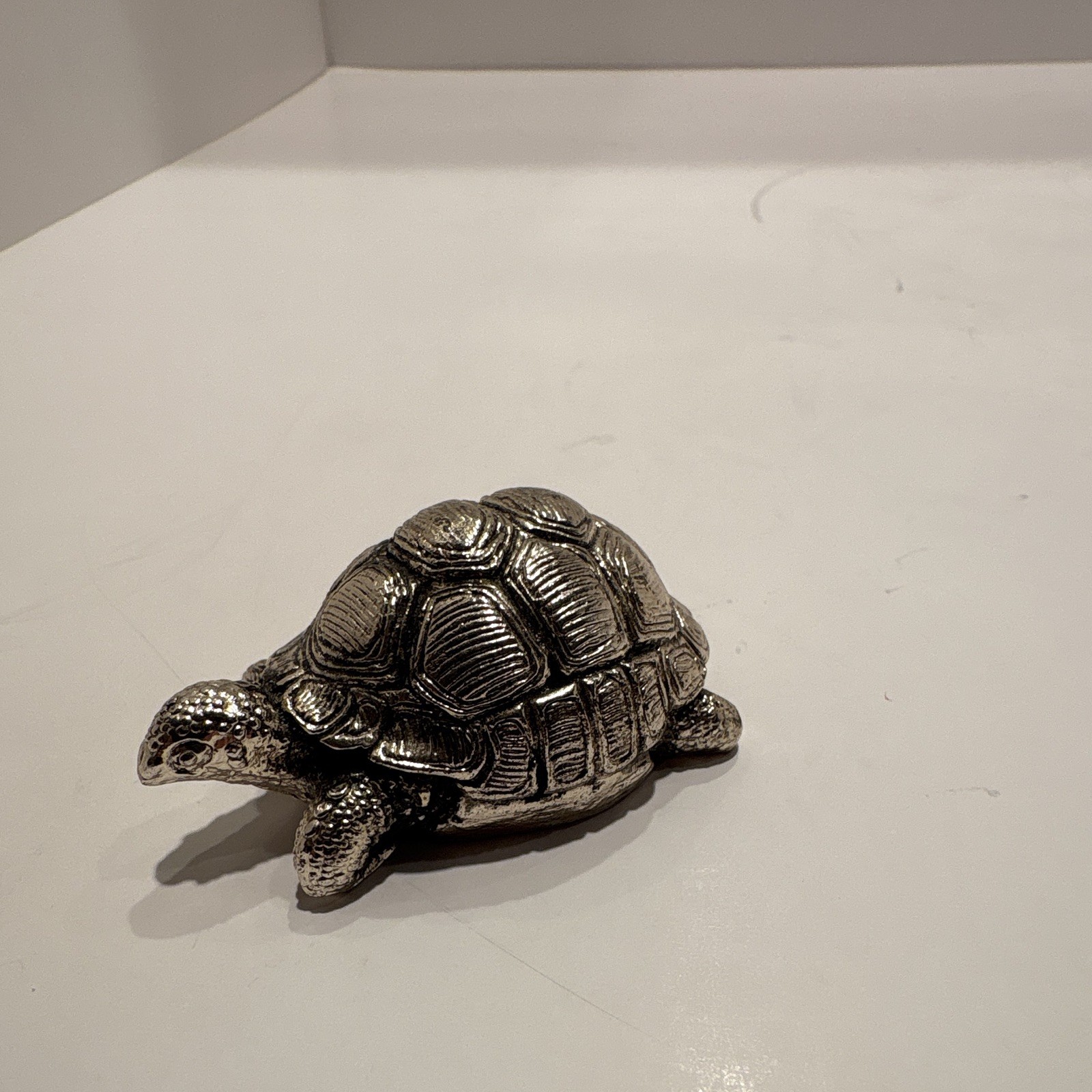 Sterling Silver Turtle Figurine 3 in Metallic Finish Miniature,
