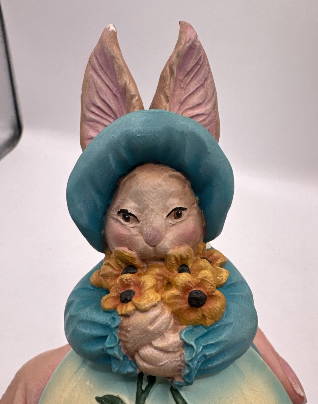 VTG Jim Shore Miranda Easter Bunny Rabbit Blue Dress W/ 💕& Flowers READ