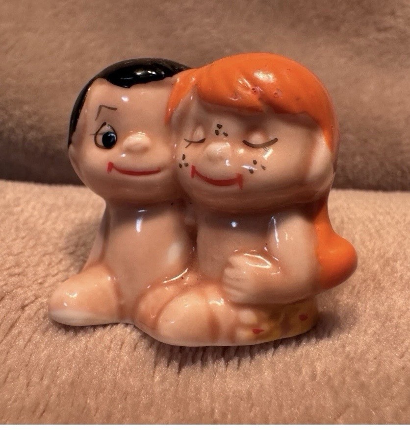 Vintage 70s Love Is Kim Casali Miniature Ceramic Figurine Man Woman Kitschy