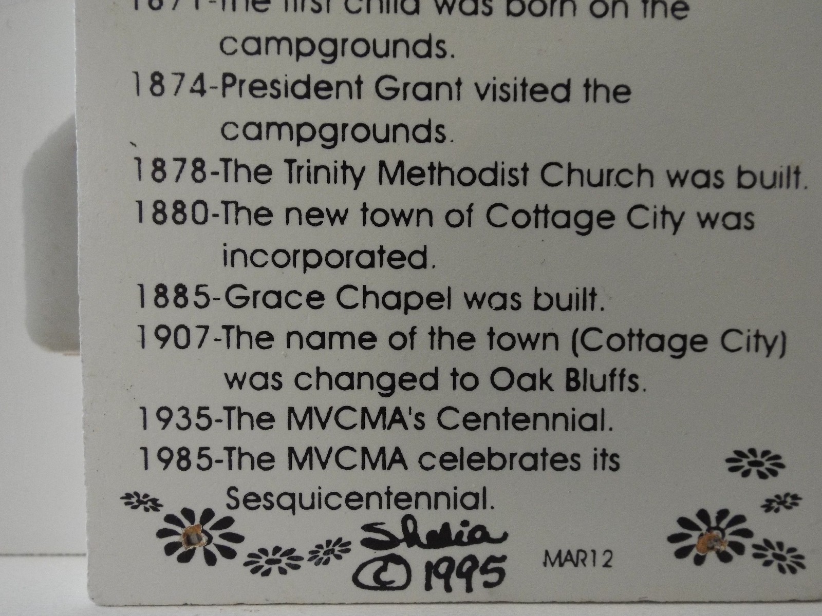 MVCMA 4.75″ “White Cottage” Woodblock House Art (Sheila’s Wood Decor, 1995)