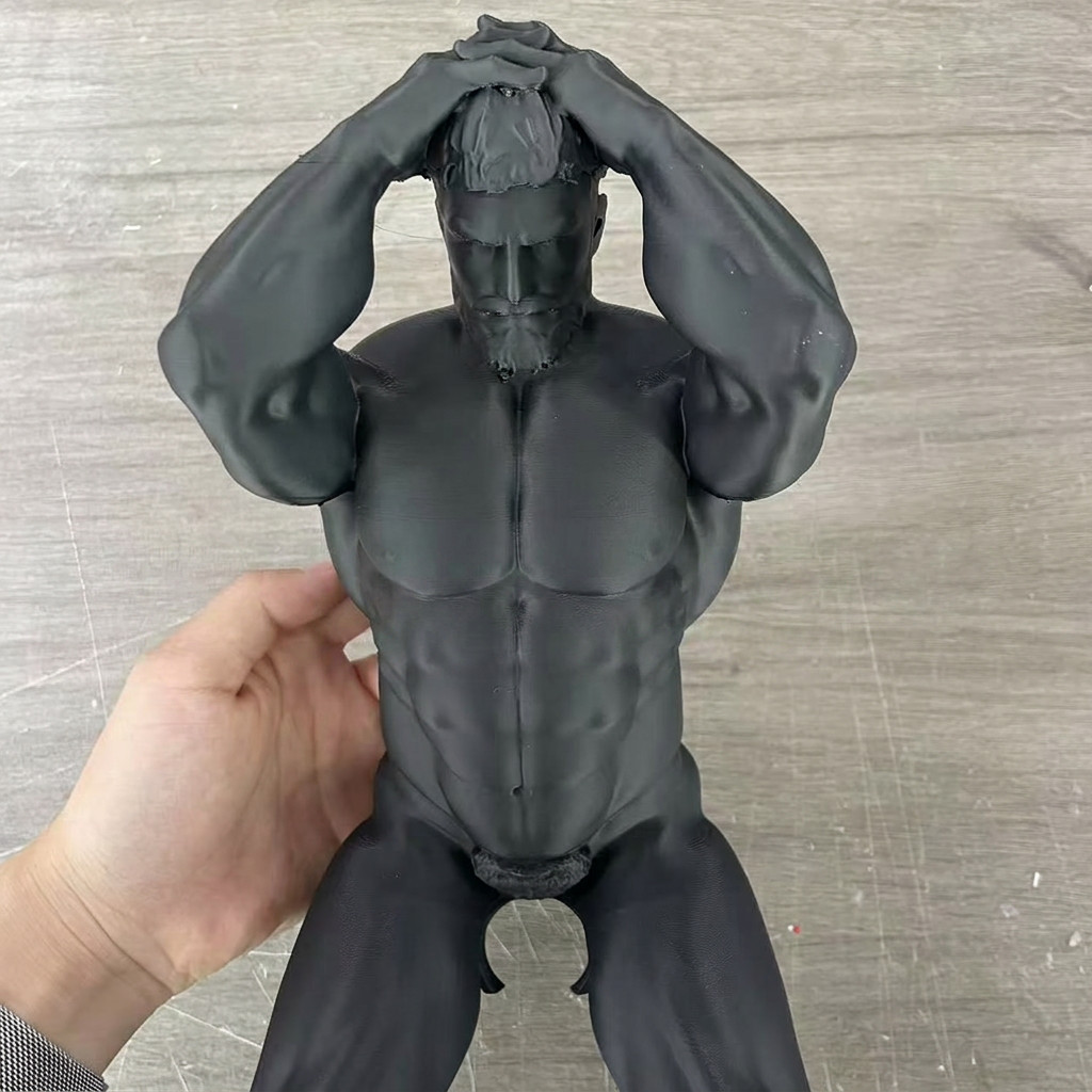 Muscular Man Statue Night Light 3D Printed PLA 2Prong Plug Desk Decor Lamp