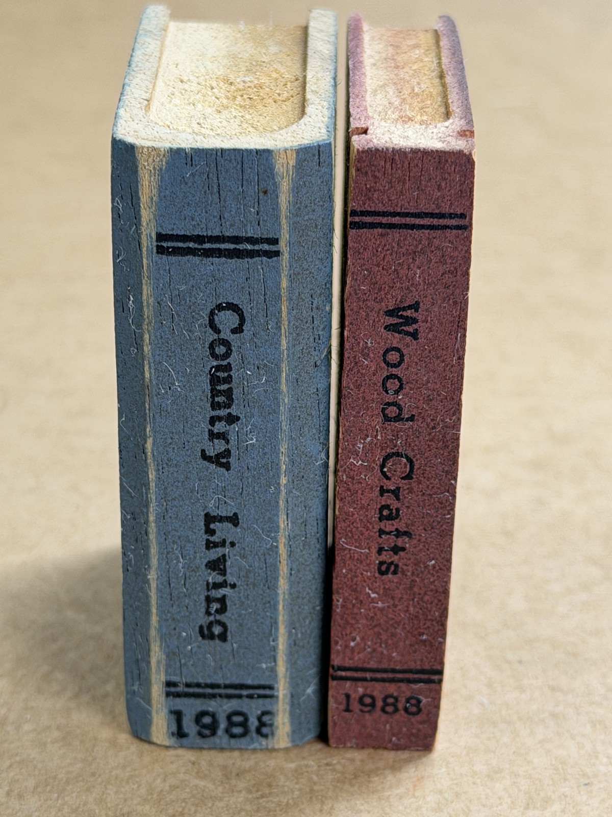 RARE Miniature Decorative Faux Books Country Living Wood Crafts Farmhouse Decor