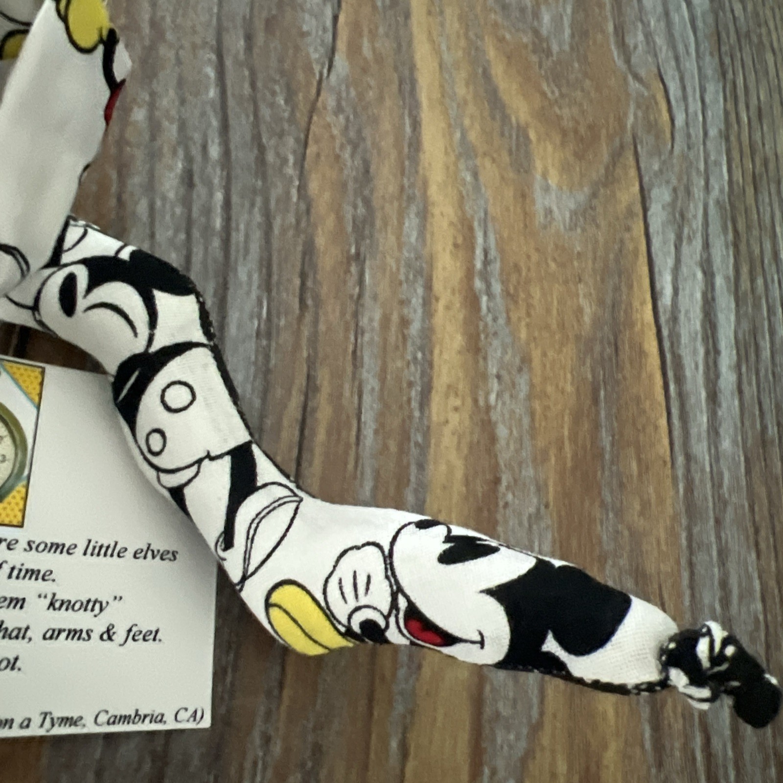 Vintage Susan Foreman Knotty Elf Doll Mickey Mouse Fabric Handmade Folk Art 8.5”