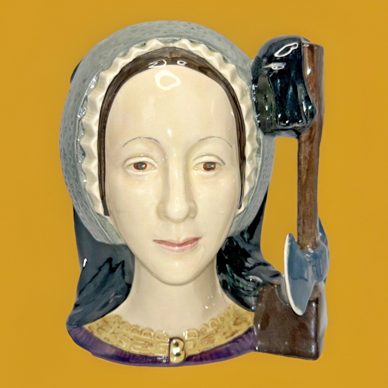 Vtg Royal Doulton Anne Boleyn D6644 Large Character Jug Axe Handle Queen 1975