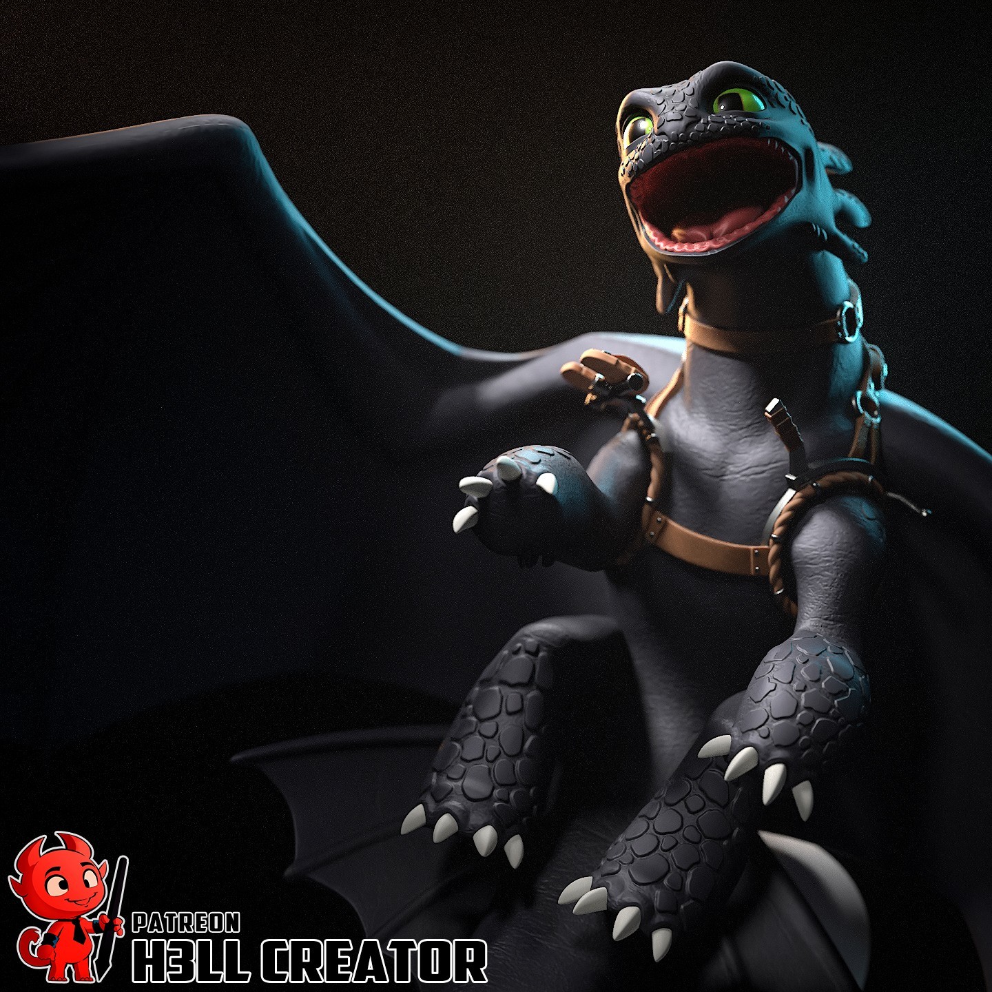 Toothless-How to Train Your Dragon 1/32 Scale Statue 3DPrint Model Kit Unpainted