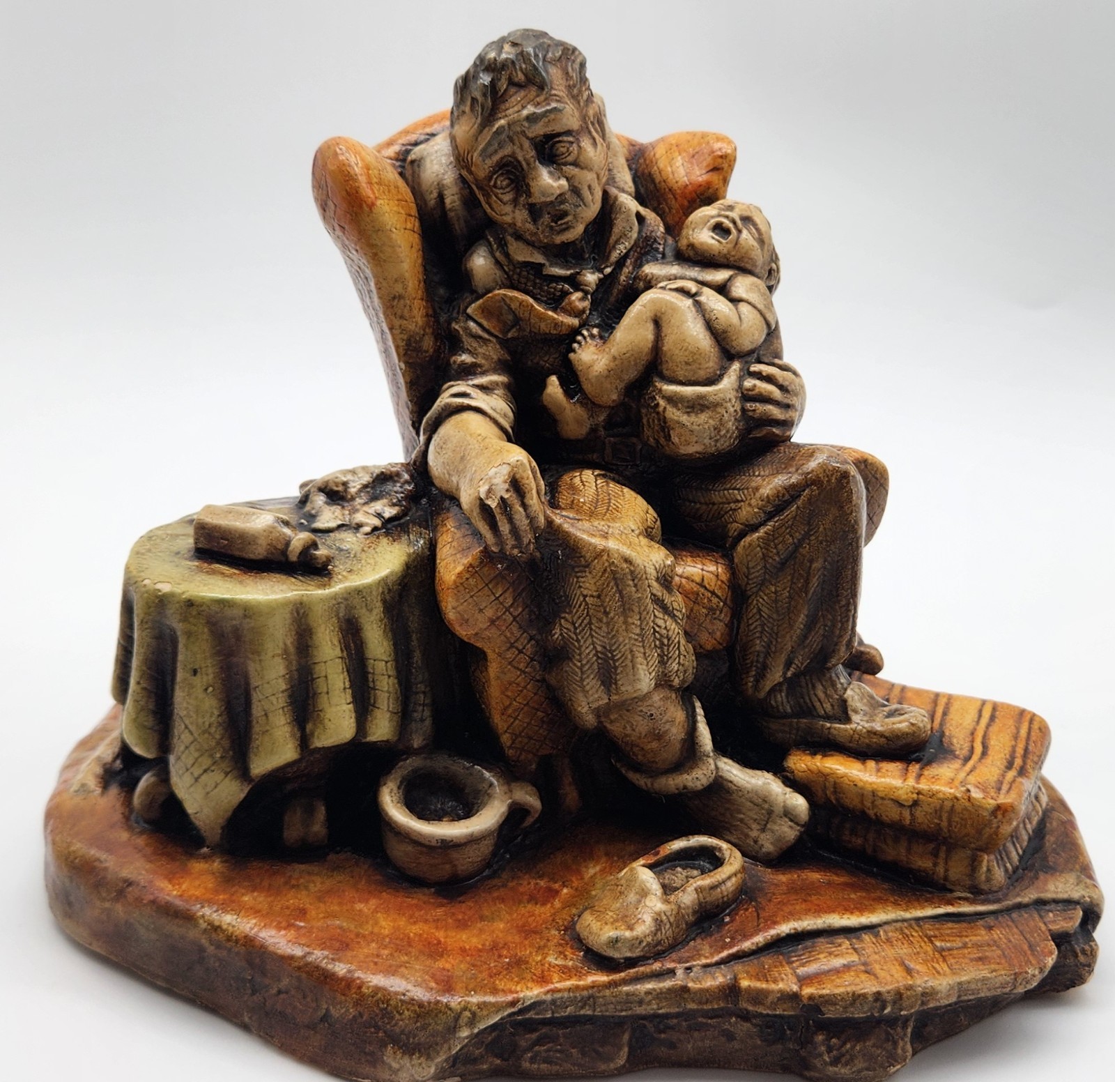 Vintage Dad or grandpa with baby Figure 8.5″ x 5.5″