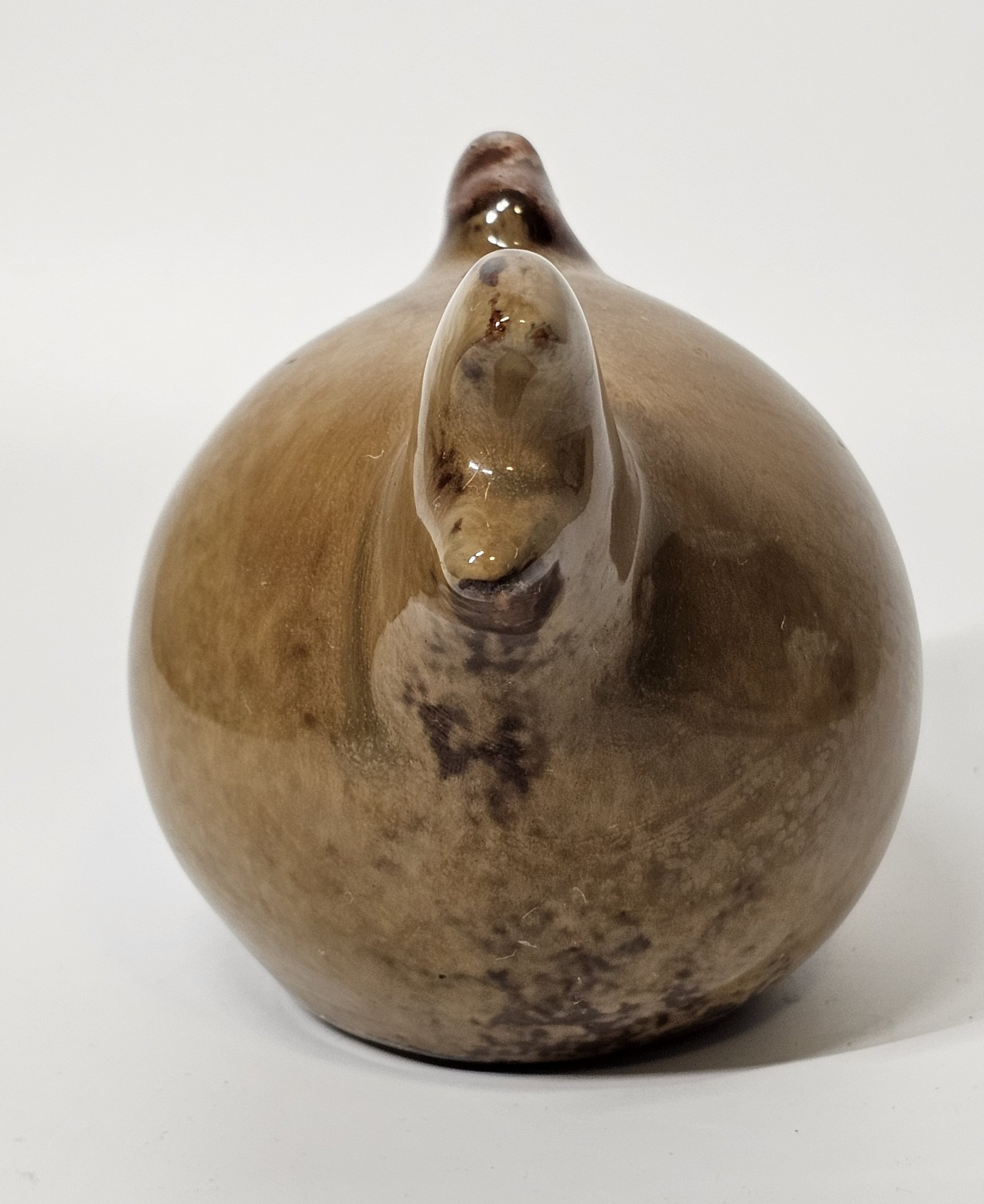 Brown Fat Chubby Hen Glazed Ceramic Home Decor Figurine