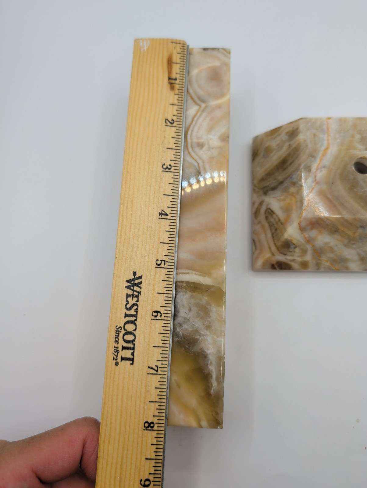 Vintage Onyx Marble Stone Pedestal Trophy Base Display Stand Column Heav