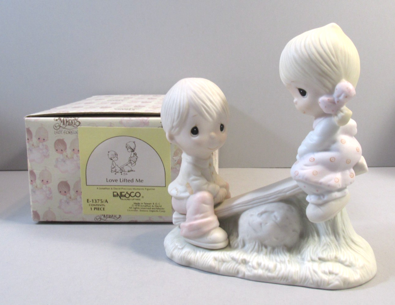 1977 Precious Moments “Love Lifted Me” Children on SeeSaw Figurine – E-1375/A