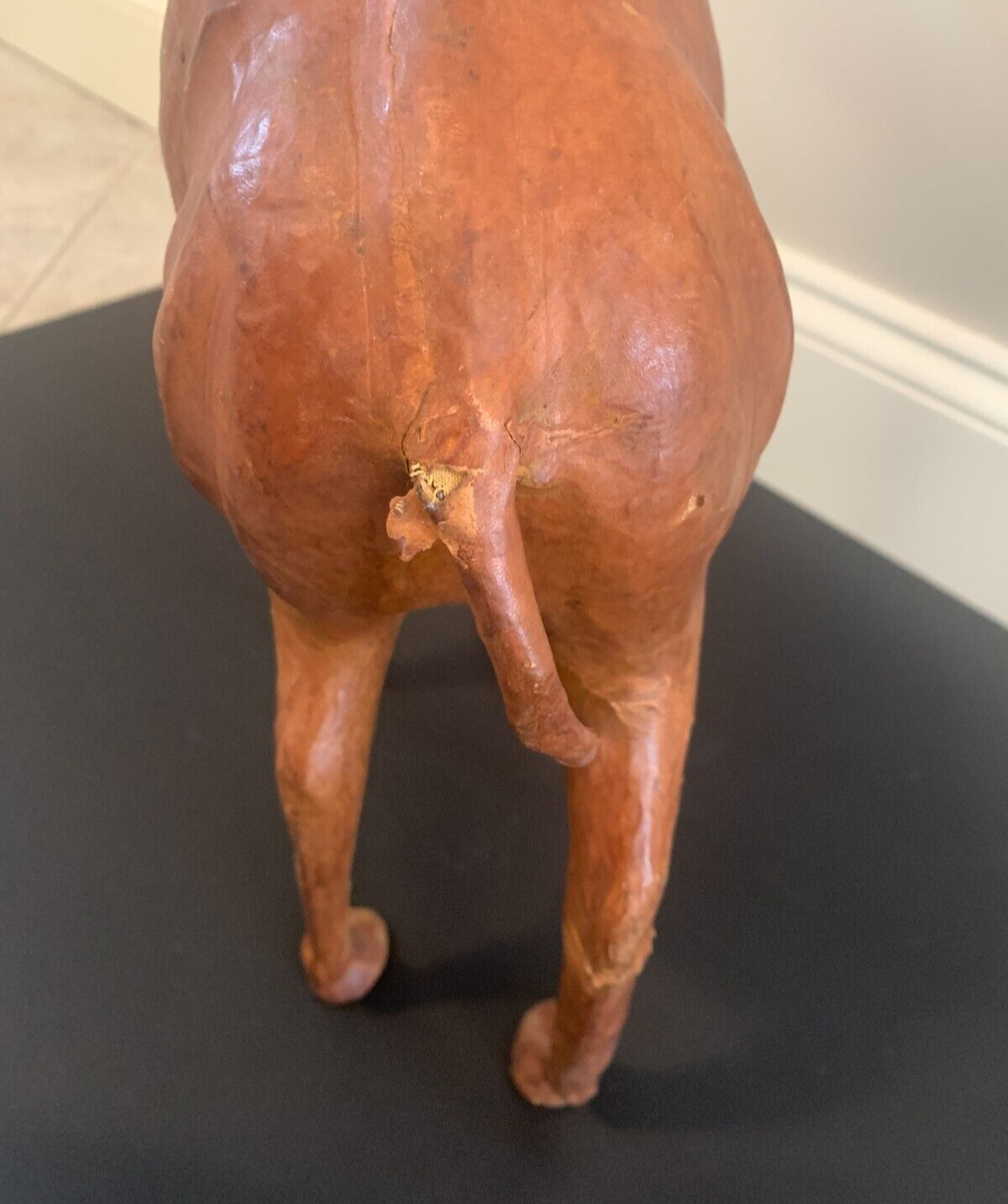 Vintage Leather Wrapped Large Camel 21′ W X 17″ Tall with glass eyes