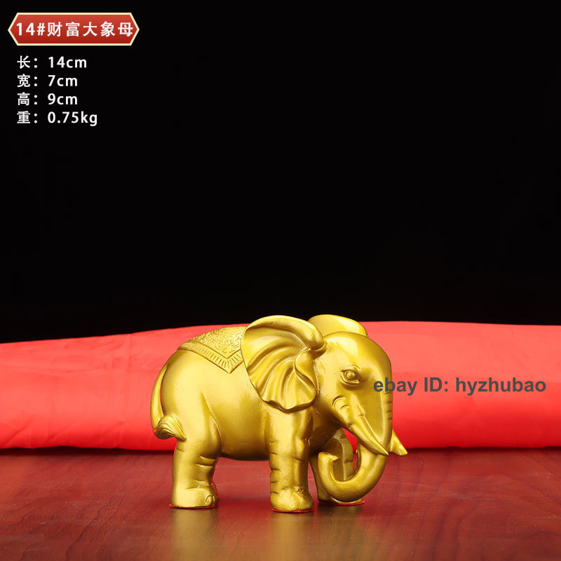 Pure Copper Elephant Statue Home Ornament Craft Collection Brass Animal Figurine