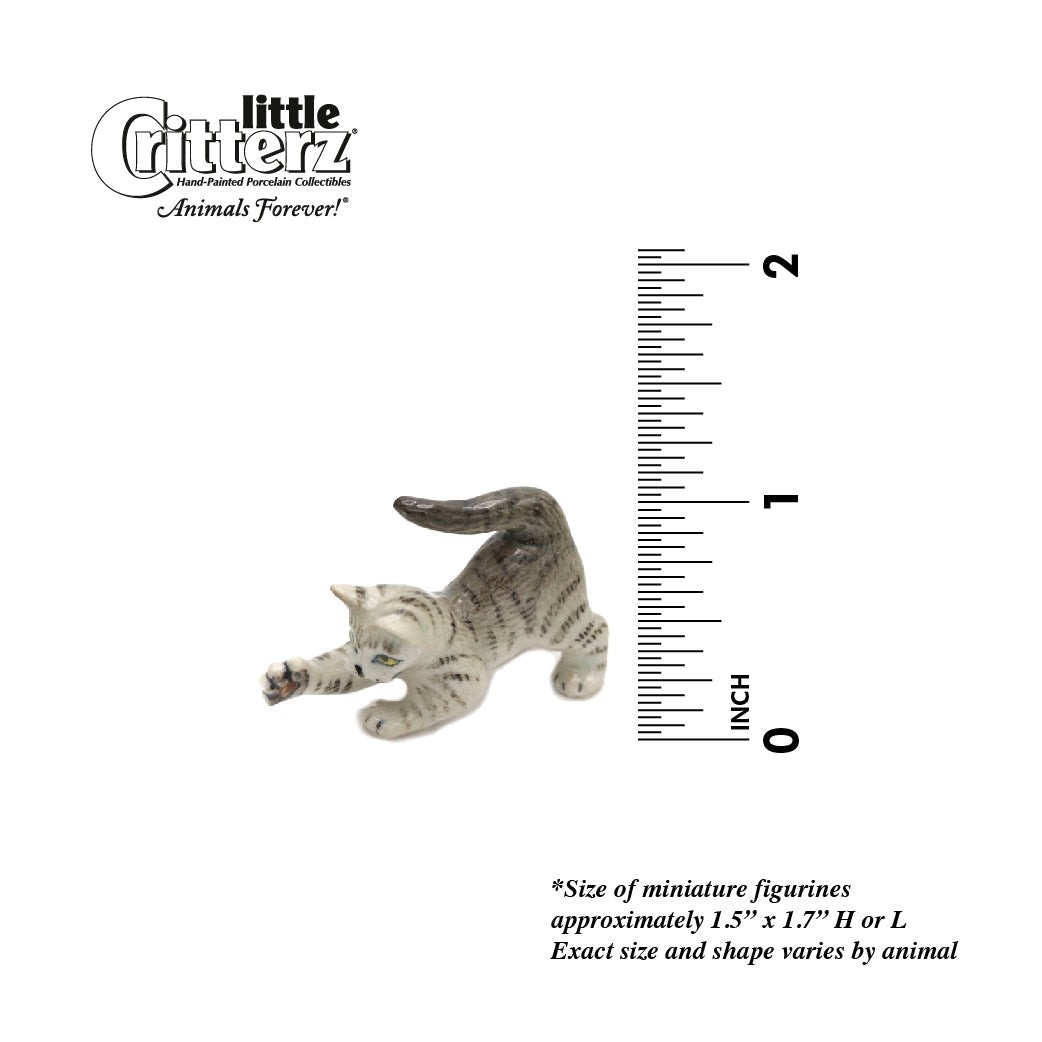 Little Critterz Cat – Grey Tabby Kitten”Lily” – Miniature Porcelain figurine