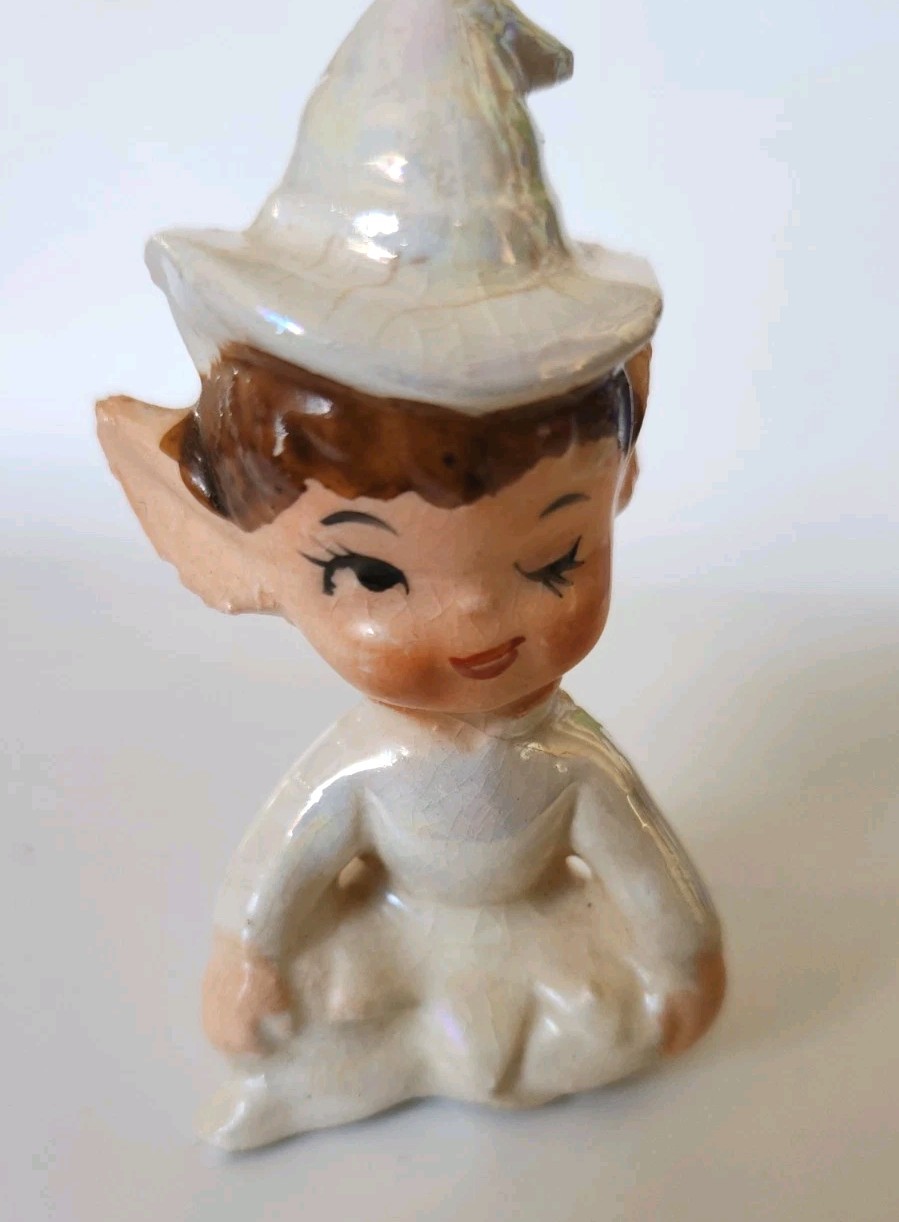 Lefton Whimsical Luster Blinking Eye Pixie Elf 1950’s Figurine