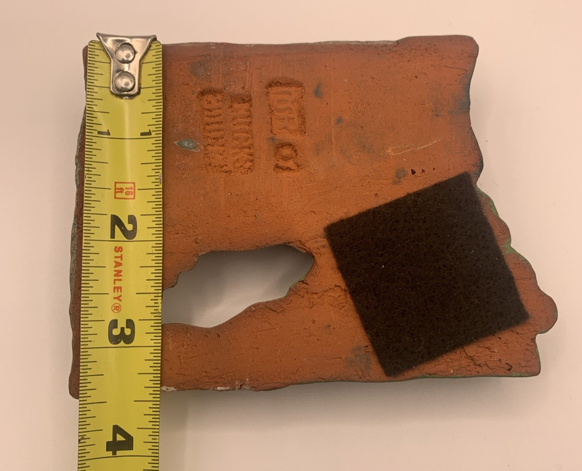 4.5″+Terracotta Glazed House & Tree Signed Busk County Brown Stone Building 3D