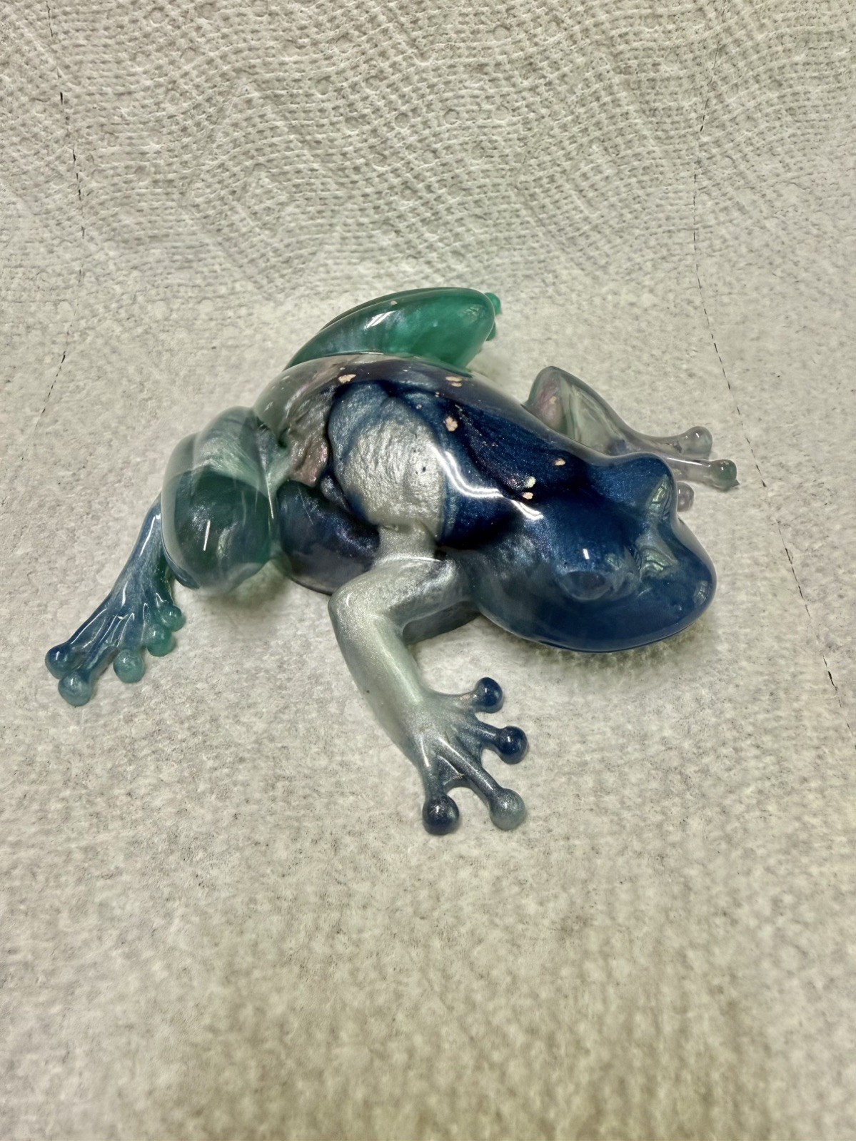 FROG Home Decor Handcrafted Ocean Tye-Dye Effect Epoxy One of Kind Figure