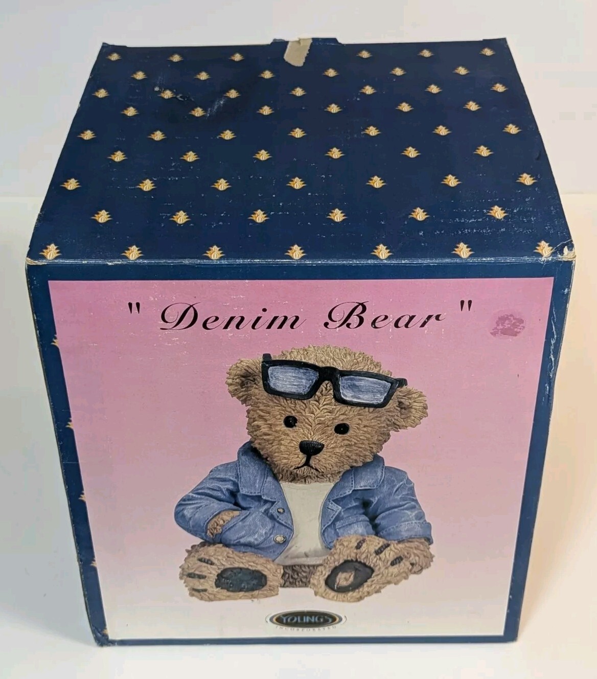 Denim Bear by Young’s Incorporated, Large Resin Figurine, Excellent Condition