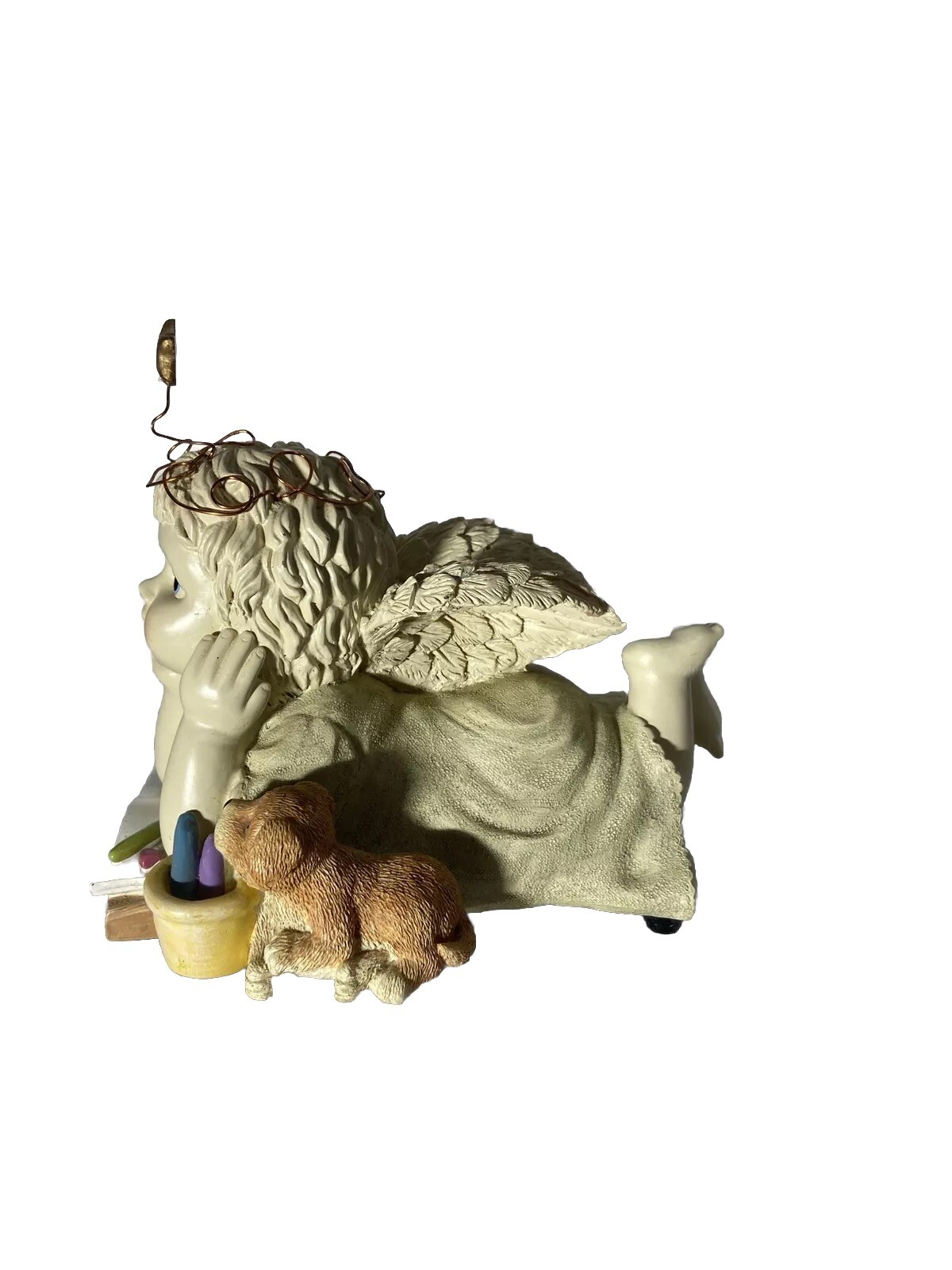 Angel with Puppy Musical Figurine Plays Memory by T.S Eliot