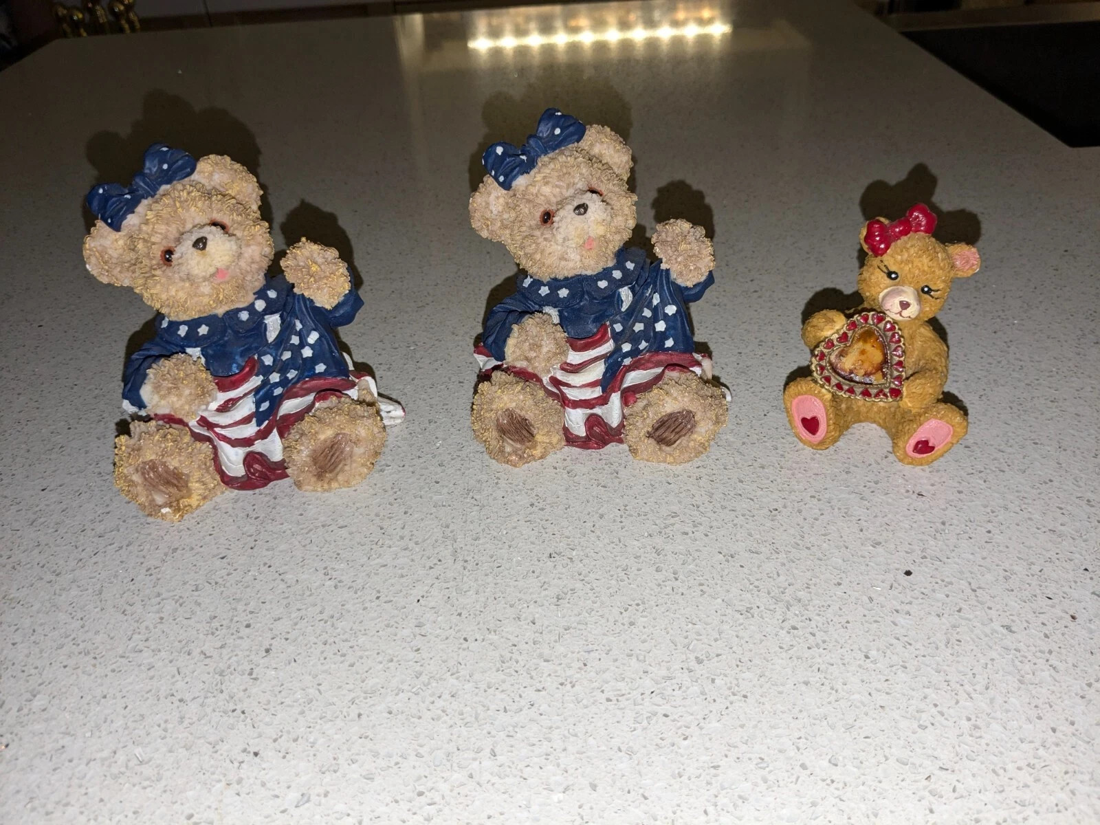 Set of 3 Christmas Tree Shops Patriotic Bear Family Figurines