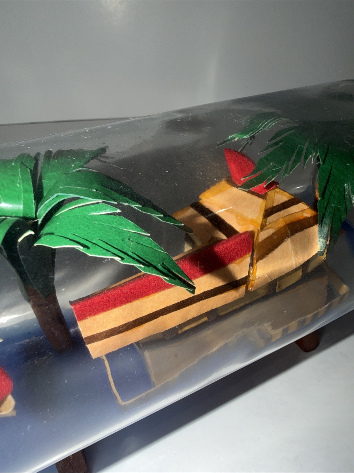 Vintage MCM Philippines Folk Art Village Diorama In A Bottle Tropical Décor