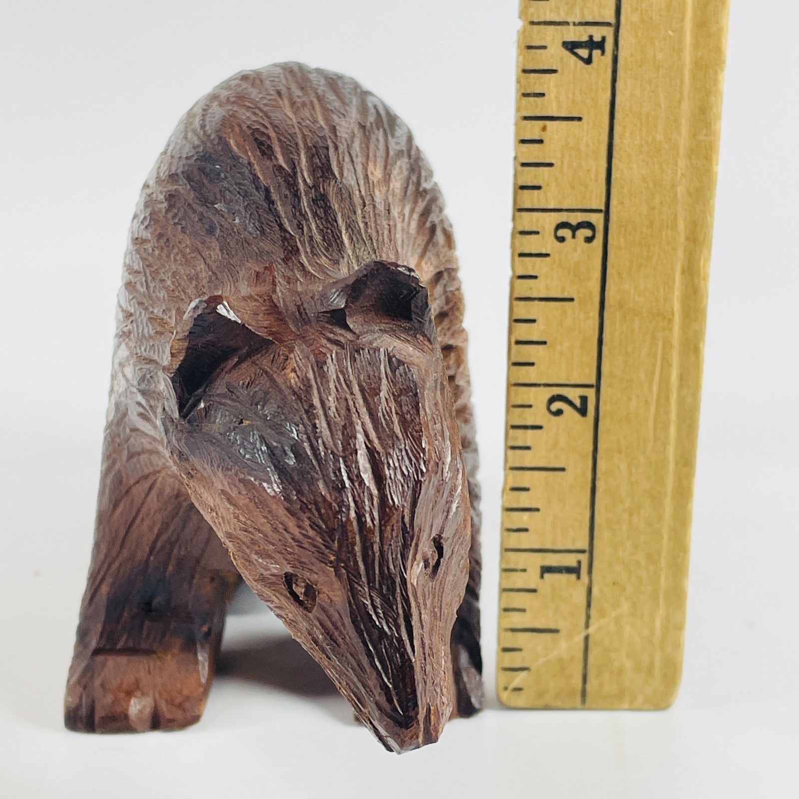 Vintage Hand Carved Ironwood Bear Figurine Rustic Folk Art Animal Sculpture 7″