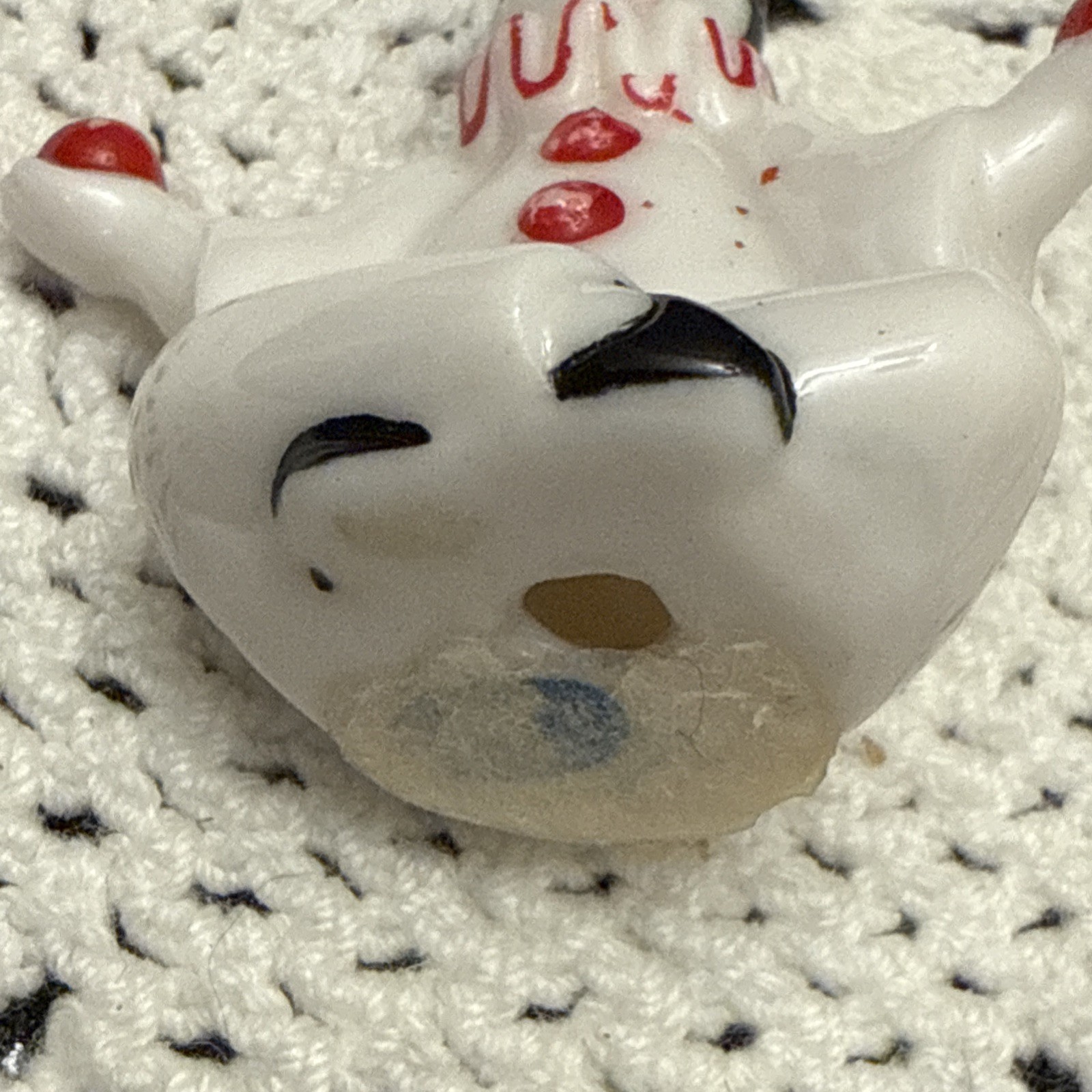 Vintage Miniature Harlequin Black Red & White Clown Figurine Taiwan