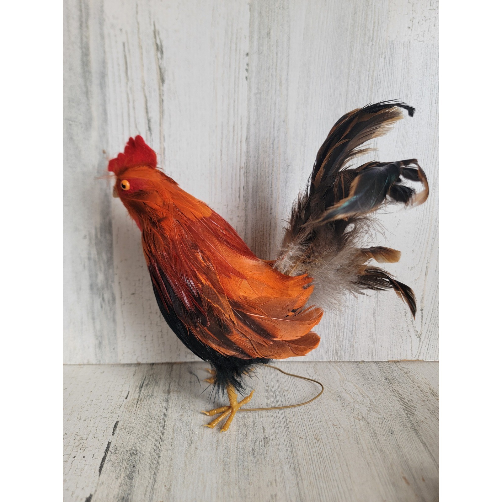 Realistic faux hen rooster feather unique vintage farm home decor