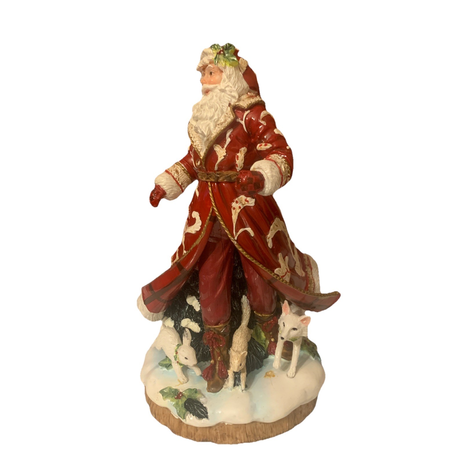 VTG Fitz and Floyd Town & Country Santa Ceramic Figurine Oh Come All Ye Faithful
