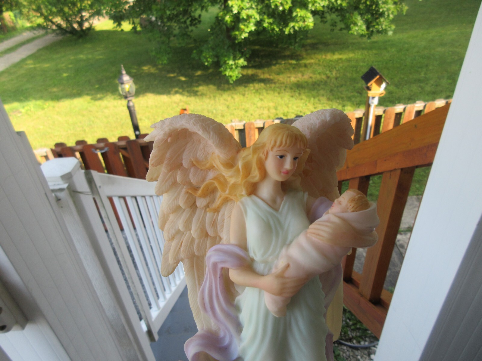 LOVELY~1996 COLL. BY SANSCO [ 8″ ] ANGEL WITH BABY FIGURINE~~1 POUND+ 9 OUNCES!