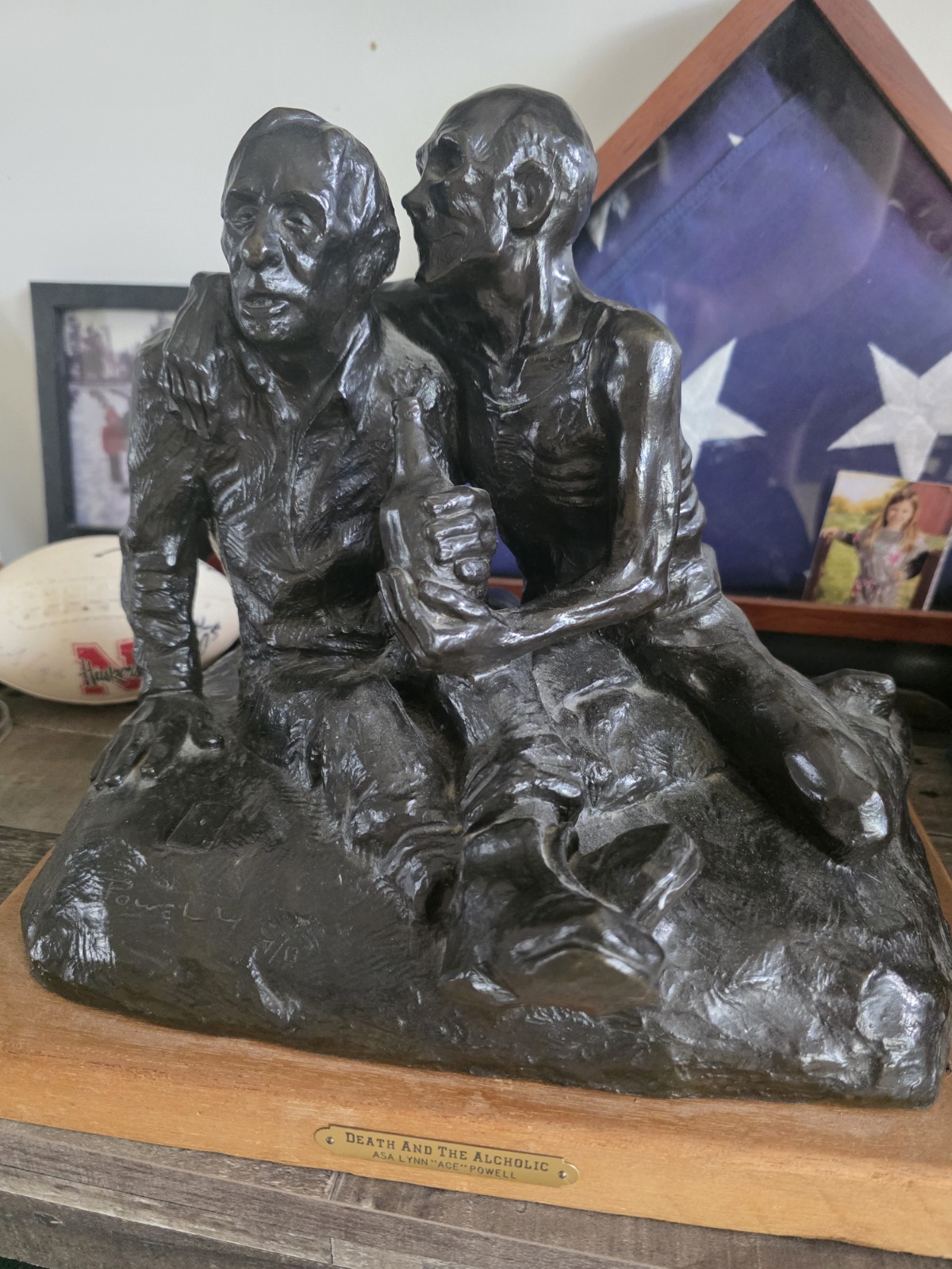 Asa Lynn “Ace” Powell Death and The Alcoholic Sculpture, Plaque Base