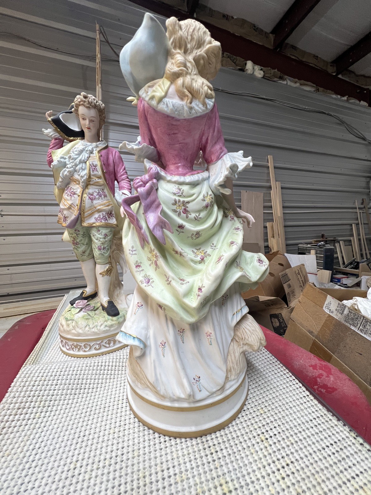Lg. RARE Antique Pair Of French Bisque Porcelain Figurines 15.5″x6″ OUTSTANDING
